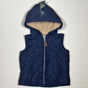 Carter's Toddler Quilted Blue Hooded Dinosaur Vest Size 24M